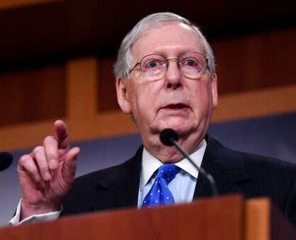 Senate Majority Leader Mitch McConnell of Ky., speaks during a news conference on Capitol Hill in Washington, Tuesday, March 17, 2020. (AP Photo/Susan Walsh)