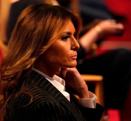 First Lady Melania Trump waits for the first presidential debate Tuesday, Sept. 29, 2020, at Case Western University and Cleveland Clinic, in Cleveland, Ohio. (AP Photo/Julio Cortez)