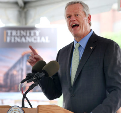 LAWRENCE MA. - JULY 15: Gov. Charlie Baker speaks during the 92021 Rental Rounds announcement on July 15, 2021 in Lawrence, MA. (Staff Photo By Nancy Lane/MediaNews Group/Boston Herald)