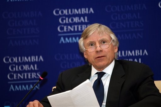 Columbia University President Lee C. Bollinger, delivers a speech during the opening ceremoney of the  Columbia University Global Center in Amman, Jordan, Sunday, March, 22, 2009. This center is among the first of what the university plans as a network of centers around the world to promote and facilitate international collaborations, new research projects, academic programming and study abroad, enhancing Columbias historical commitment to global scholarship. (AP Photo/Nader Daoud)