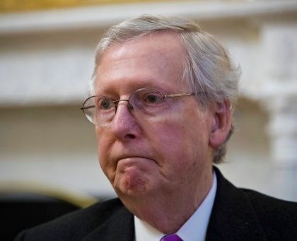 Senate Majority Leader Mitch McConnell, R-Ky., discusses the GOP agenda for next year during an interview in his Capitol Hill office with The Associated Press, in Washington, Thursday, Dec. 21, 2017. McConnell is skeptical at best about revisiting the Senate's botched efforts to dismantle Barack Obama's Affordable Care Act despite one GOP lawmaker's insistence the health care law will be scrapped. (AP Photo/J. Scott Applewhite)