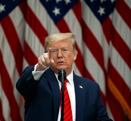 President Donald Trump speaks about the coronavirus during a press briefing in the Rose Garden of the White House, Monday, May 11, 2020, in Washington. (AP Photo/Alex Brandon)