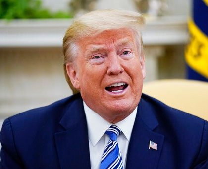 President Donald Trump speaks during a meeting with Gov. Ron DeSantis, R-Fla., in the Oval Office of the White House, Tuesday, April 28, 2020, in Washington. (AP Photo/Evan Vucci)