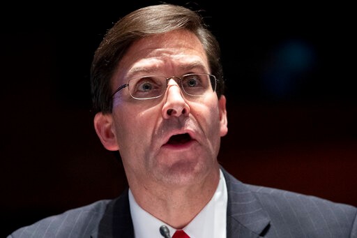 Defense Secretary Mark Esper testifies during a House Armed Services Committee hearing on Thursday, July 9, 2020, on Capitol Hill in Washington. (Michael Reynolds/Pool via AP)