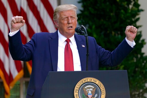 President Donald Trump speaks during a news conference in the Rose Garden of the White House, Tuesday, July 14, 2020, in Washington. (AP Photo/Evan Vucci)